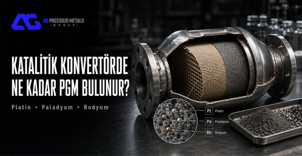 Katalitik konvertörde bulunan platin, paladyum ve rodyum PGM içeriği
